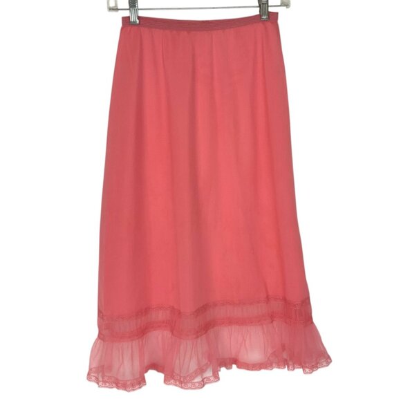 Vintage Luxite By Holeproof Nylon Half Slip Pink Size Medium Ruffled Hem - Picture 2 of 5